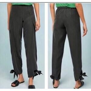 Anthropologie Black Wide Leg Pants with Bow Detail